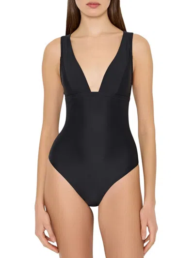 Milly Women's Plunging V-neck One-piece Swimsuit In Black