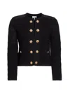 Milly Women's Pointelle Textured Knit Jacket In Black
