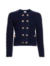 Milly Women's Pointelle Textured Knit Jacket In Navy