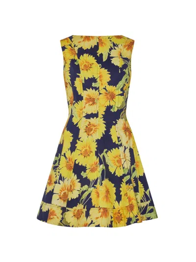 Milly Poppy Sunflower Poplin Mini Dress In Yellow