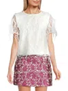 Milly Women's Rava Feather Trim Top In White