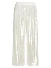 Milly Reed Solid Sequin Pants In White