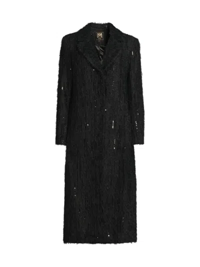 Milly Women's Rhinestone-embellished Long Coat In Black