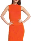 Milly Ribbed Mock-neck Shell Top In Coral