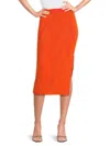 Milly Ribbed Knit Midi Pencil Skirt In Coral