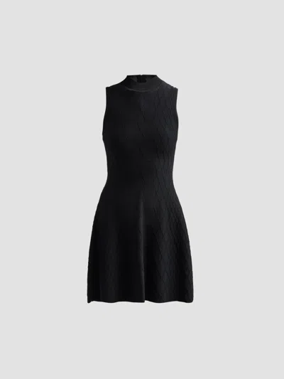 Milly Women's Riley Diamond-knit Mini Dress In Black