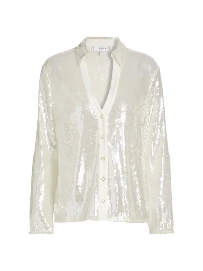 Milly Women's Rory Solid Sequined Blouse In White
