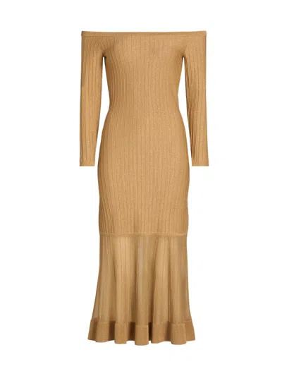 Milly Women's Rudy Knit Midi-dress In Gold