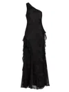 Milly Women's Ryanna Chiffon Devore One-shoulder Gown In Black