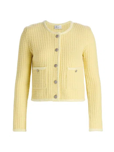Milly Sade Textured Cardigan In Light Yellow