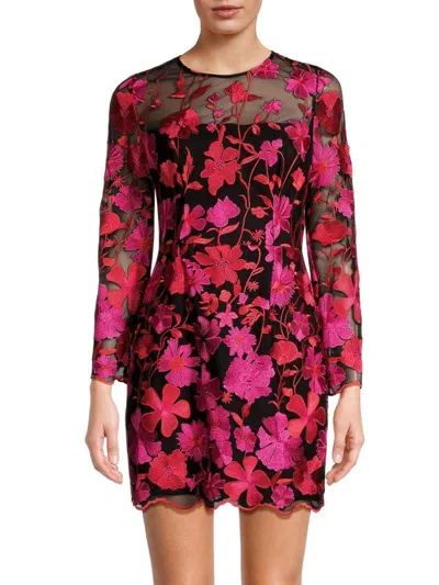 Milly Women's Scottie Floral Mesh Mini Dress In Pink