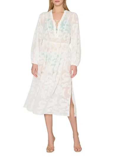 Milly Women's Scroll Burnout Tie-waist Maxi-dress In White