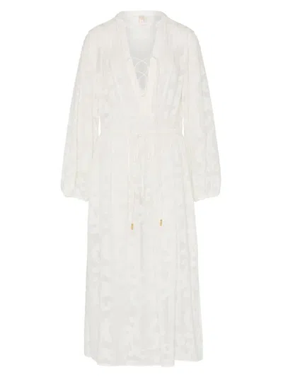 Milly Women's Scroll Burnout Tie-waist Maxi-dress In White