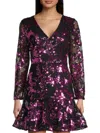 Milly Women's Sequined Long-sleeve Minidress In Pink Multi