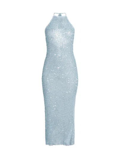 Milly Women's Sequined Mesh Halterneck Dress In Blue