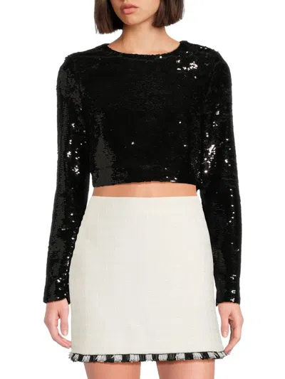 Milly Women's Shailyn 3d Sequin Embellished Top In Black