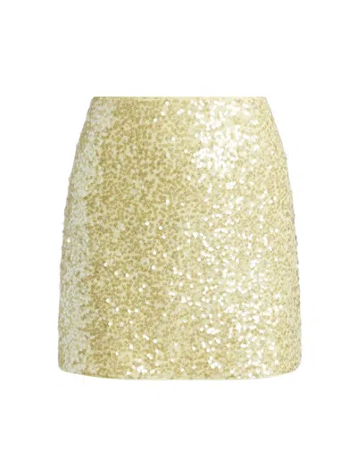 Milly Women's Shimmer Sequin Miniskirt In Yellow