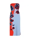 Milly Simone Strapless Split Floral Midi Dress In Neutral