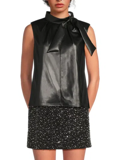 Milly Women's Sleeveless Faux Leather Top In Black