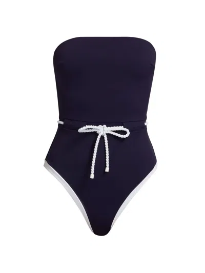 Milly Women's Solid Belted One-piece Swimsuit In Blue