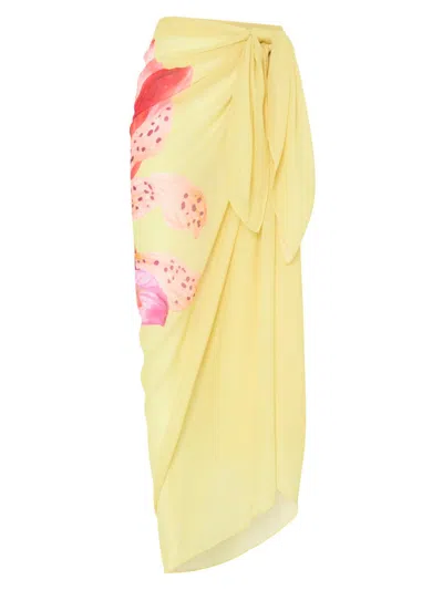 Milly Women's Song D'iris Printed Sarong In Yellow