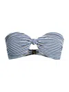 Milly Stripe Knot Bandeau Bikini Top In Blue