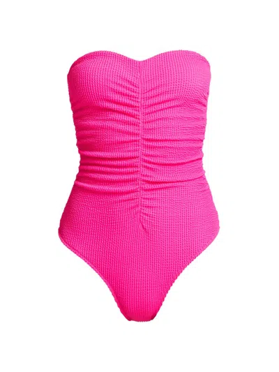 Milly Women's Textured Ruched Strapless One-piece Swimsuit In Pink