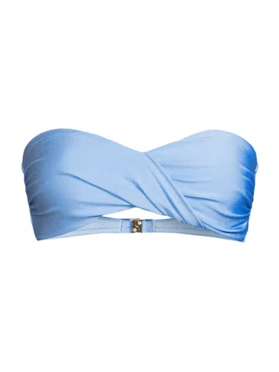 Milly Women's Twisted Bandeau Bikini Top In Mineral Blue