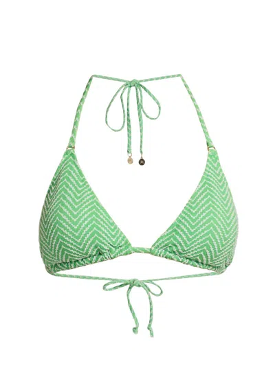 Milly Chevron Triangle Bikini Top In Green