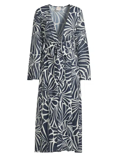 Milly Women's Vince Abstract Kai Print Chiffon Cover-up In Black