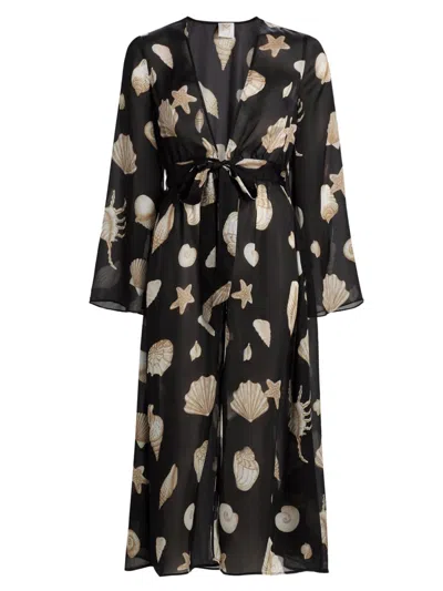 Milly Women's Vince Seashell-print Cover-up Midi-dress In Multi