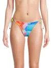Milly Women's Watercolor Paint Stroke Bikini Bottom In Blue