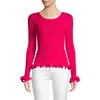 MILLY WOMEN WIRED EDGE PULLOVER KNIT TOP IN RASPBERRY