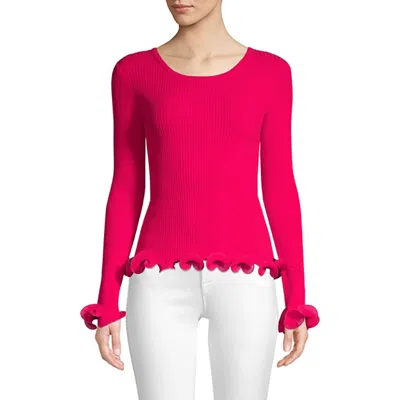 Milly Women Wired Edge Pullover Knit Top In Raspberry In Pink