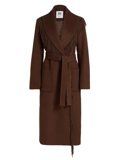 Milly Women's Wyatt Fringed Wool-blend Overcoat In Brown