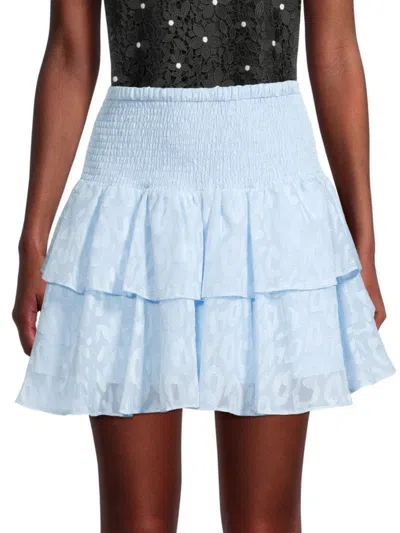 Milly Women's Wyatt Leopard Jacquard Skirt In Ice Blue