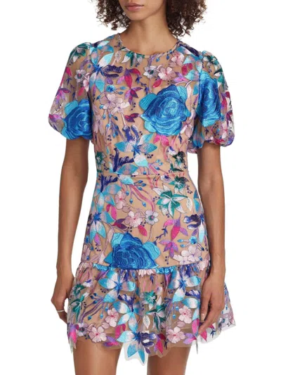 Milly Women's Yasmin Floral Sheath Minidress In Blue