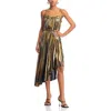 Milly Liora Pleated Lame Maxi Dress In Gold