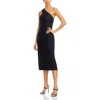 Shop Milly Womens Linen Blend Below Knee Midi Dress In Black