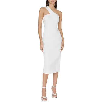 Milly Womens Linen Blend Below Knee Midi Dress In White