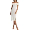 Milly Womens Wool Twist Front Midi Dress In White