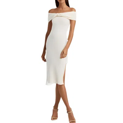 Milly Womens Wool Twist Front Midi Dress In White