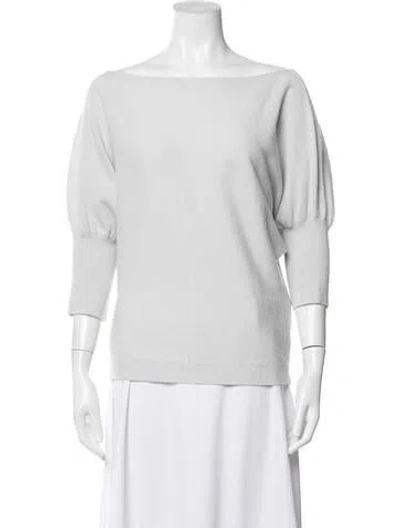 Pre-owned Milly Wool Bateau Neckline Sweater In Gray