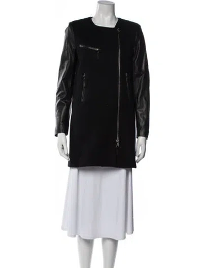 Pre-owned Milly Wool Biker Jacket In Black