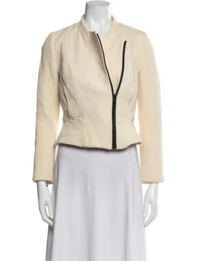 Pre-owned Milly Wool Biker Jacket In Neutrals