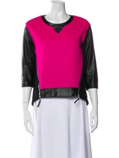 Pre-owned Milly Wool Colorblock Pattern Top In Pink