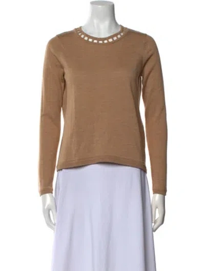 Pre-owned Milly Wool Crew Neck Sweater In Neutral