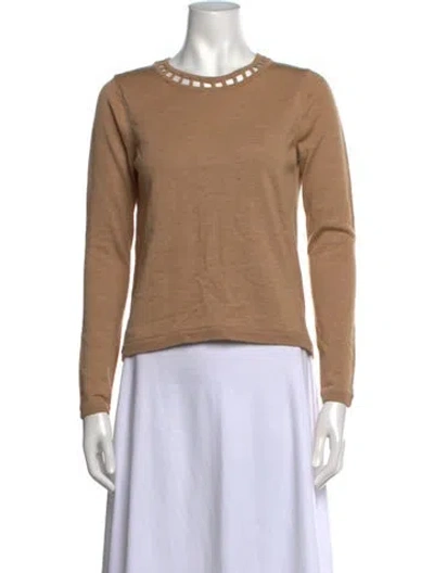 Pre-owned Milly Wool Crew Neck Sweater In Neutrals