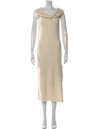 Pre-owned Milly Wool Long Dress W/ Tags In Neutral