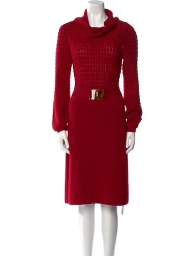 Pre-owned Milly Wool Midi Length Dress In Red